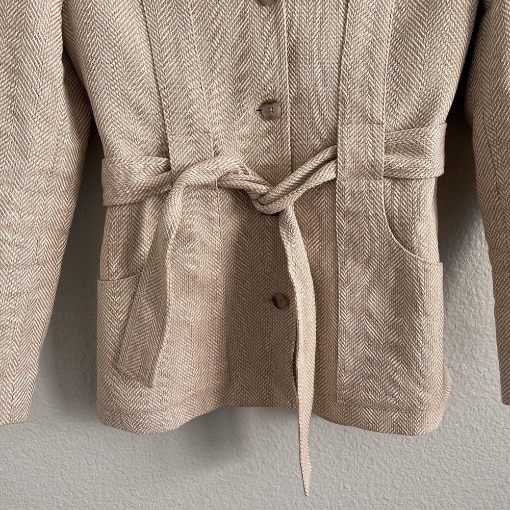 Banana Republic Women's Sz 6 Norfolk Linen Blend Jacket Coat Herringbone - Picture 4 of 10